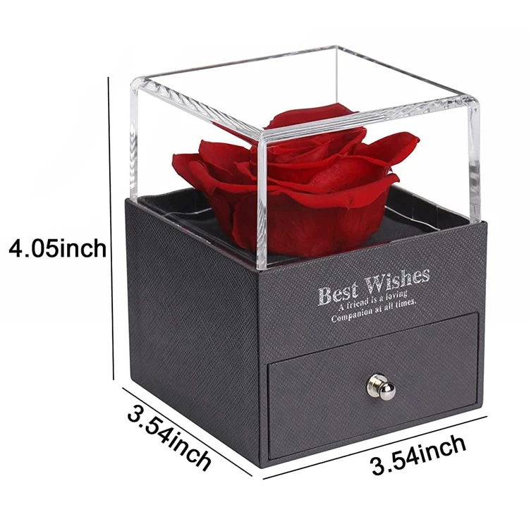 

Valentines day gift 2023 eternal artificial forever jewelry rose in acrylic rose box