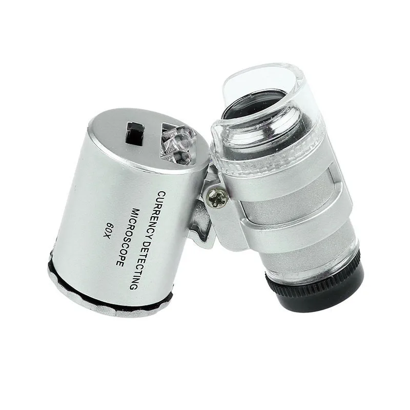 No.9882 60x Mini Microscope Magnification Jewelers Loupe With Led Uv