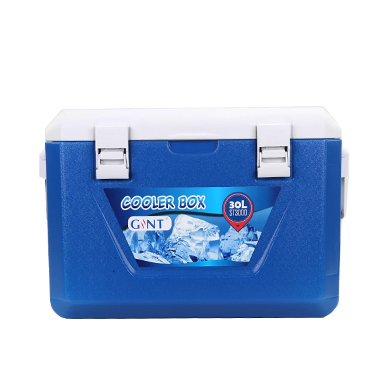 

Factory hot Plastic Cooler Box Customize Promotion Gift 30L 45L 80L Beer cola Fruit Ice Cooler Box for Outdoor Camping, Blue white