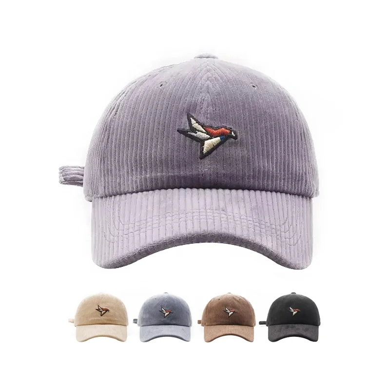 

BSCI Factory Wholesale High Quality Gorras Custom Your Design Logo Corduroy Vintage Dad Hat 6 Panel Sports Baseball Caps for Men