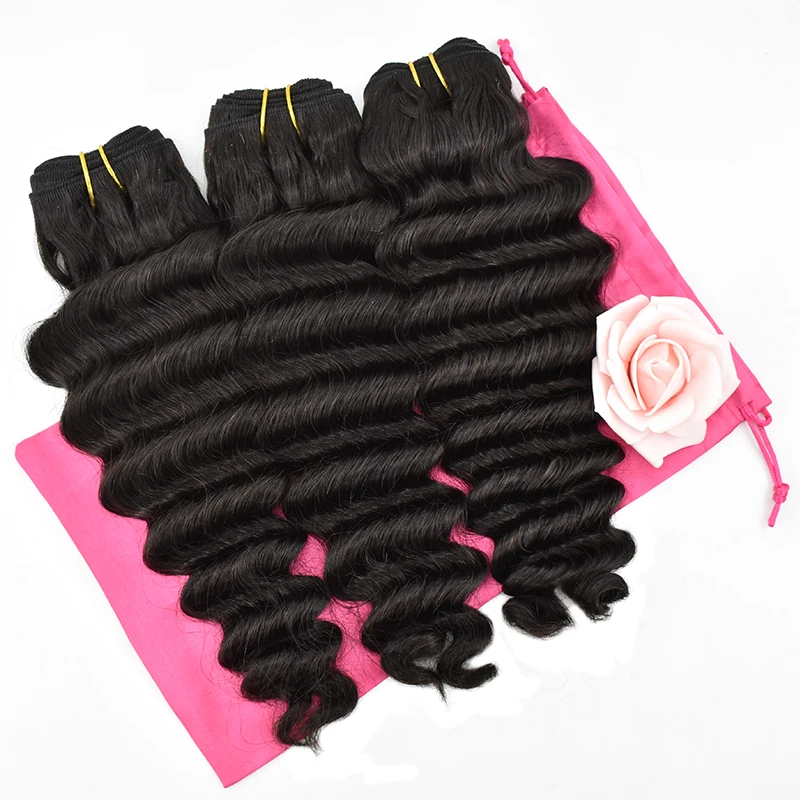 

Top unprocessed virgin human deep wave hair cuticle aligned from one donor of Raw Cambodian human hair bundle, Natural colors