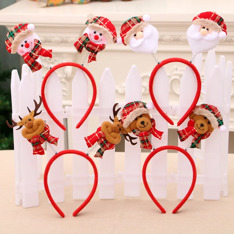

Gift Headbands Popular Christmas Elk Christmas Tree Antlers Santa Snowman Illuminated Kids for Women Xmas Hair Jewelry LED
