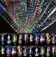

4*100cm/Roll Holographic Nail Foil Flame Dandelion Panda Bamboo Holo Nail Art Transfer Sticker Water Slide Nail Art Decals