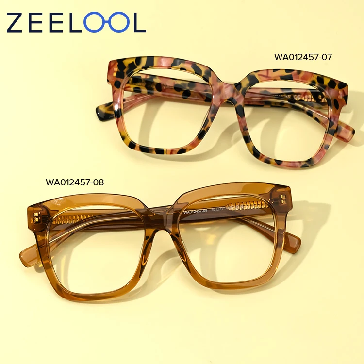 

Zeelool Elegant Girls Square Acetate Transparent Colorful China Eyeglasses Frame Clear Lens Glasses, 2 colors