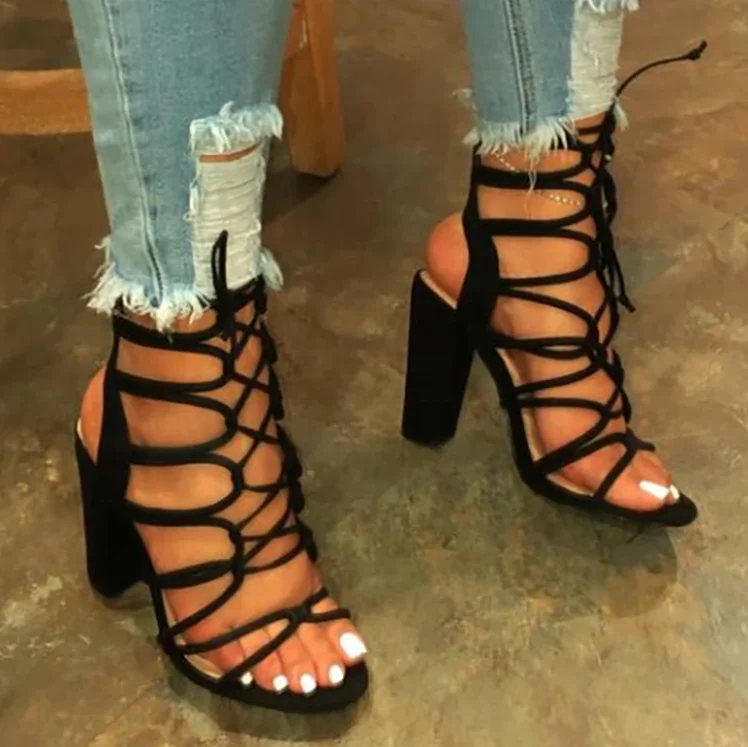 

Stylish Sexy Strap Peep Toe High Heels Shoes Comfortable Chunky Heel Cross Strap Women Sandals Night Club Outdoor Heels Sandals, Black,pink,brown