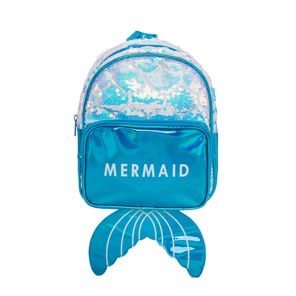 

New design blue mermaid tail school bag backpack for kids girls women with sequin