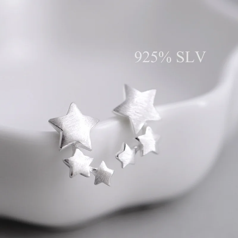 

Fashion brushed star earrings 925 sterling silver minimalist temperament earrings for women