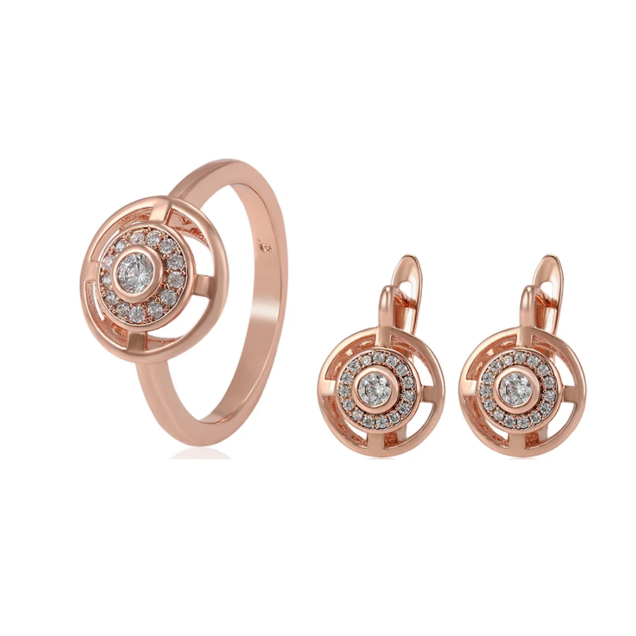 65364 Xuping fashion custom women wholesale rose gold jewelry synthetic CZ two pieces women jewelry set