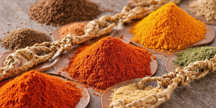 Various masala blends in glass jars