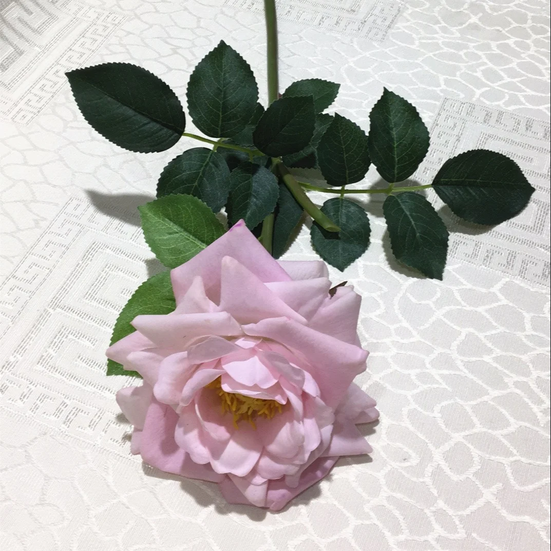 

O-X305 Factory Directly Supply Wed decor Flower Roses White Pink Real Touch Flowers High Quality Flores Artificial Flowers Roses