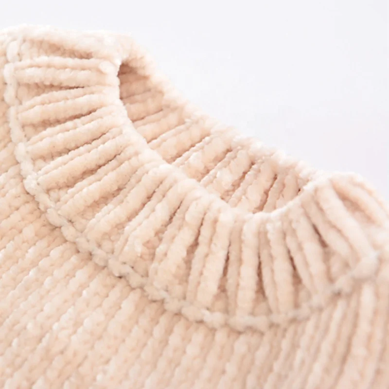 

New soft velvet chenille cute warm baby girls cotton pure color sweaters