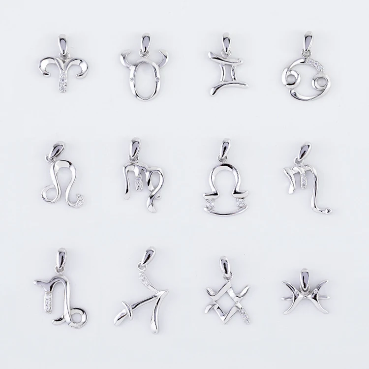 

Y194 Wholesale 925 Sterling Silver Horoscope Charm CZ Inlaid 12 Zodiac Sign Pendant For Women Fine Jewelry Pendants & Charms