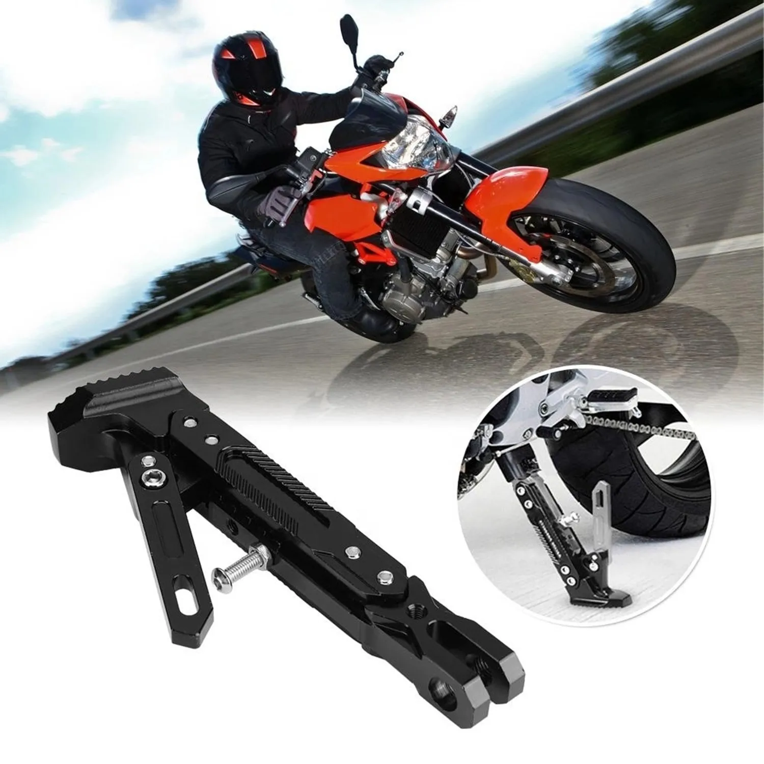 

aluminum alloy bicycle stretchable foot supports the motorcycle side to support the scooter parking frame, Silver black red blue orange gray purple