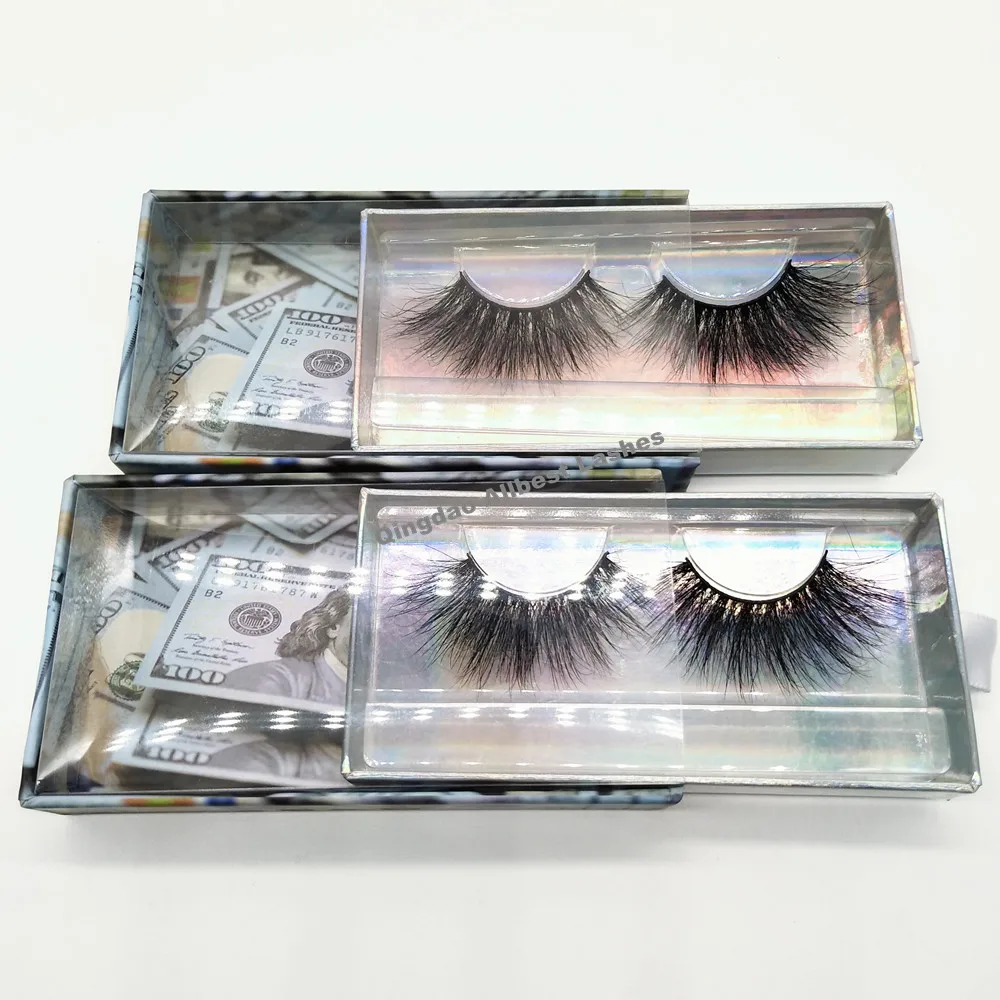 

premium 25mm mink eyelash dollar slide packaging money eyelash boxes