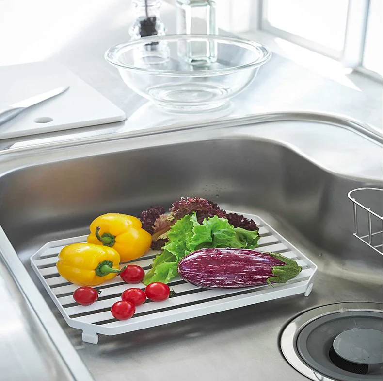 

Simple sink drain rack drainer black/round plate kitchen drain tray drying rack