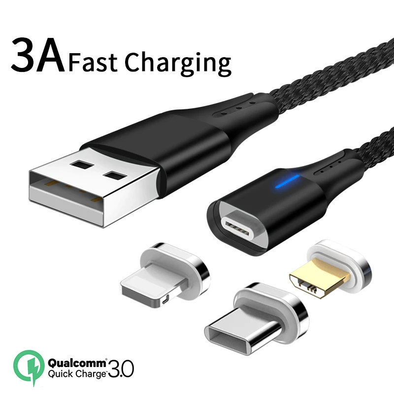 Wholesale 3 in 1 Micro USB Cable 3A Type C Fast Cable Magnetic Charging Cable for iPhone Charger Data Line - ANKUX.COM