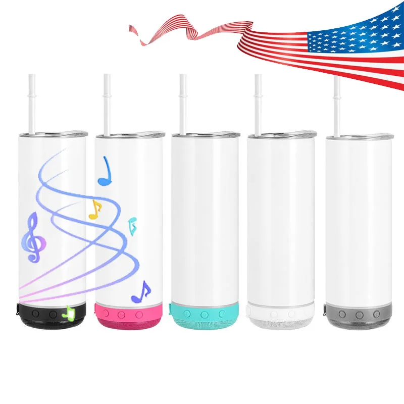 

20oz sublimation tumbler straight sublimation tumbler with blues tooth speaker Tumbler with Cover Music for sublimation printing