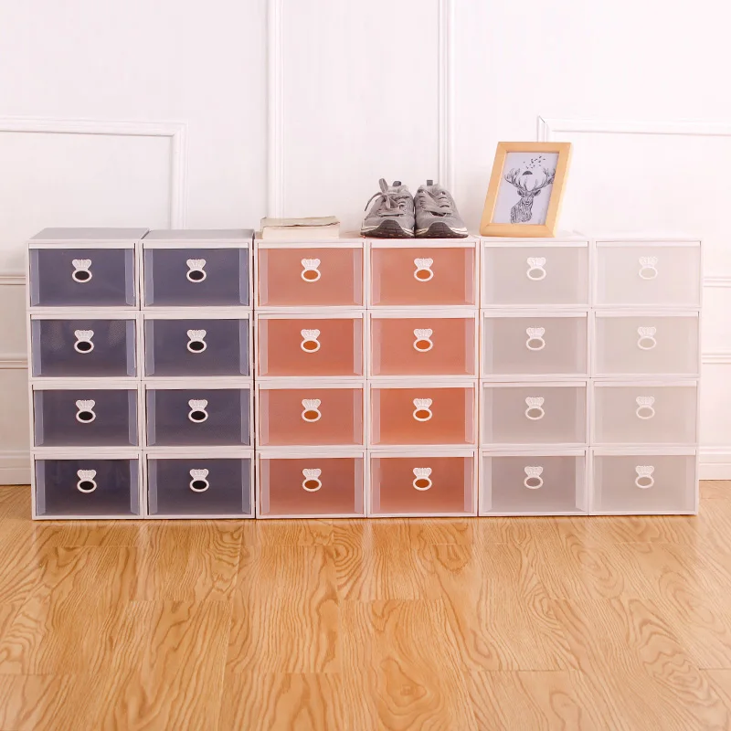
4 pack combination shoe ark save space, plastic drawer type transparent shoe box 