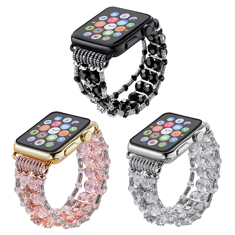 

Jewelry bracelet watch strap fashion female crystal replacement watch strap for apple watch beaded bands