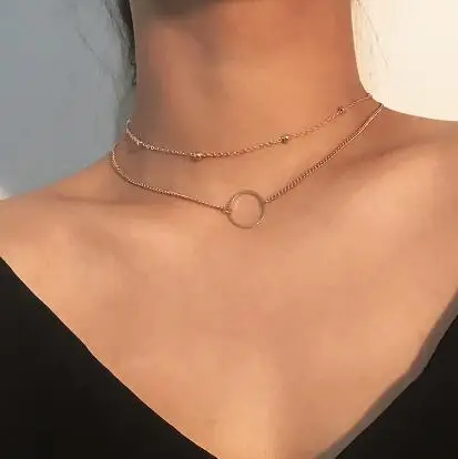 

Adjustable Layered Necklace Hippie Vintage Pendant Hoop Necklace for Women