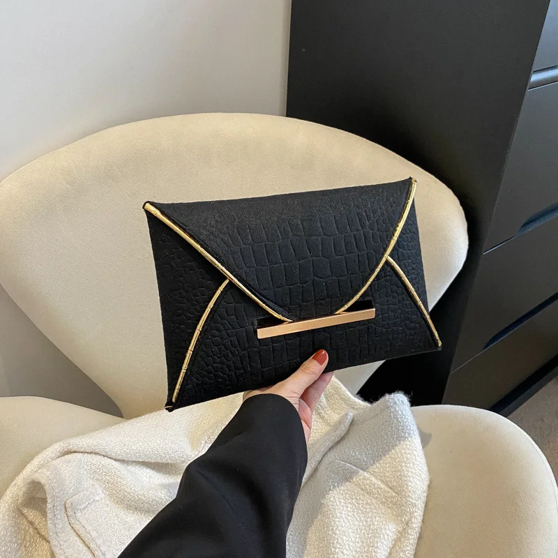 

Sac A Main Femme 2023 Elegant Simple Stone Pattern Envelope Bag Casual Pu Leather Clutch Bag