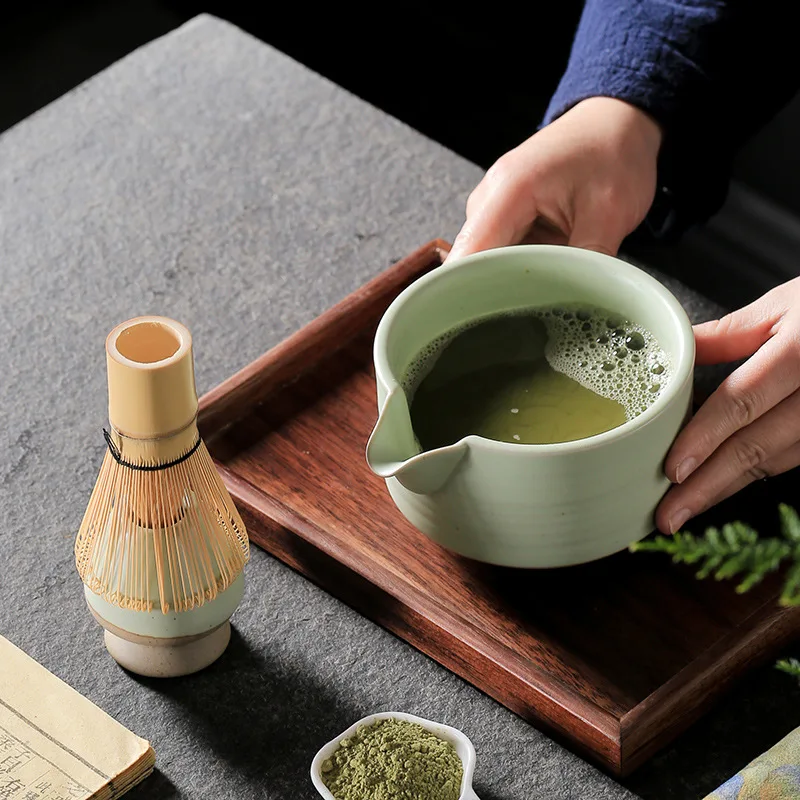 JDJ OEM ODM Handmade Bamboo Whisk Chasen Set Japanese Matcha Bowl and Whisk Holder Matcha Set