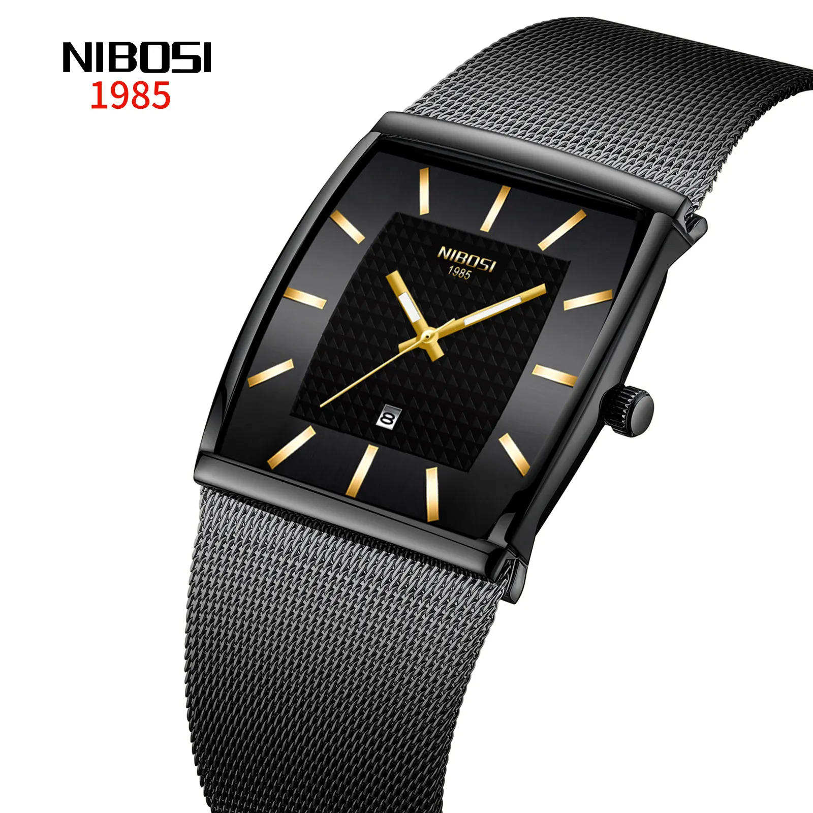 

NIBOSI 2376 Mesh Wristwatch Factory Wholesale Men Stainless Steel Watch Oem Custom Logo watches, 4colors