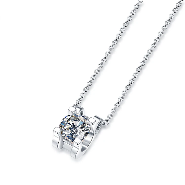 

Thriving Gems Classic 1ct Diamond 925 Sterling Silver Jewelry Moissanite Solitaire Necklace For Women