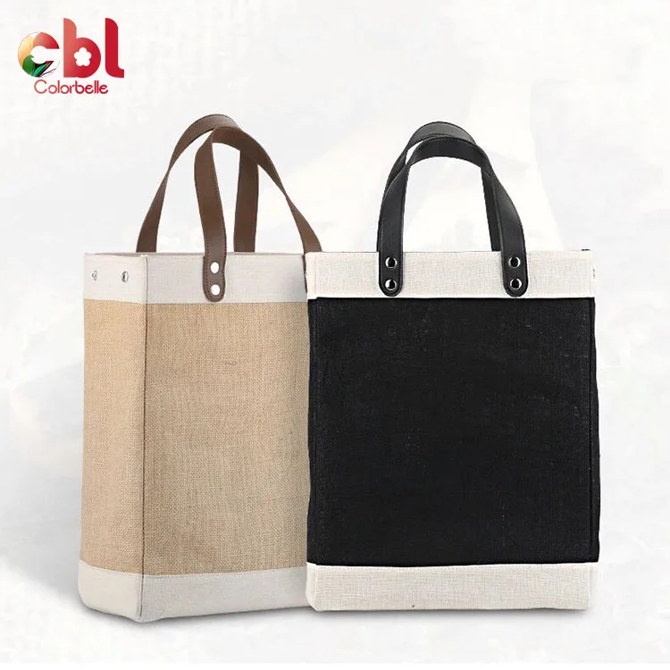 

Wholesale High Quality Blank Custom Print Eco-friendly Natural Jute Shopping Tote Bag logo custom, Natural,black