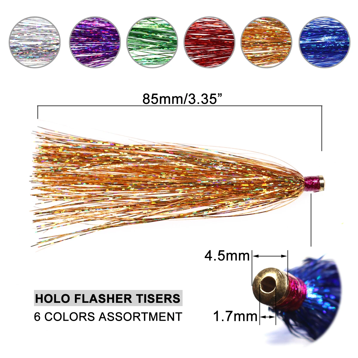 3.3" Holographic Tinsel Flasher Tube Slider Teaser Fly Freshwater ...