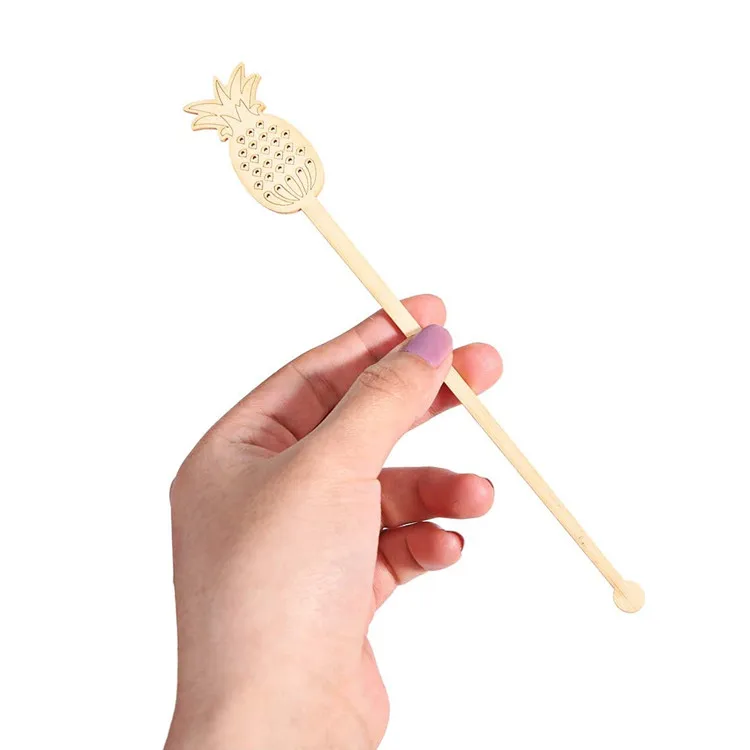 

Pineapple Pattern Bamboo Wooden Stirrers Coffee Stir Sticks for Festival Party