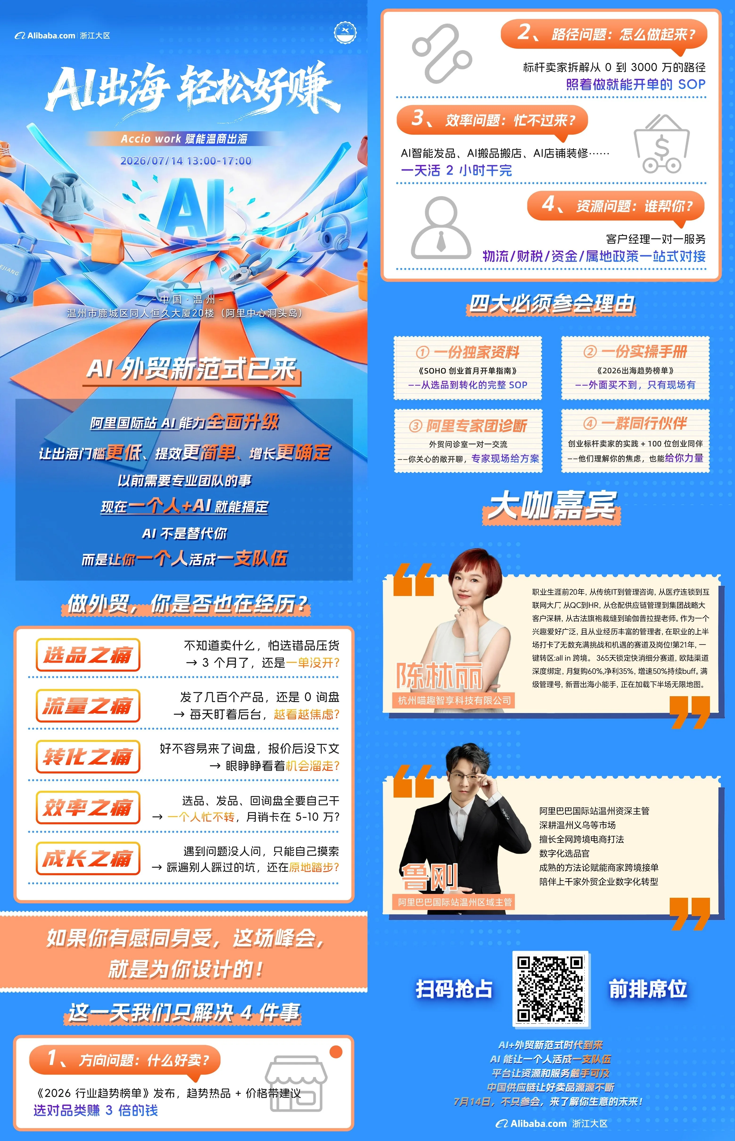 AI出海 轻松好赚·Accio Work赋能温商出海峰会海报