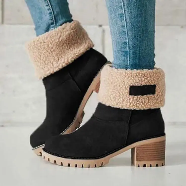 

Popular Easily Match Clothing Hot Selling High Quality Green Cloth Dorky Dad Boots Women Chunky Heels Fall Hot Sale Suka Boots