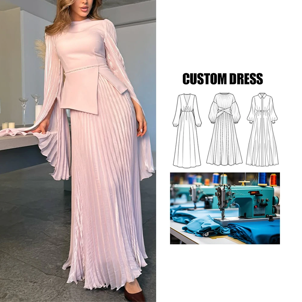 Evening Floor Length Ball Gown Pleated Banquet Dress