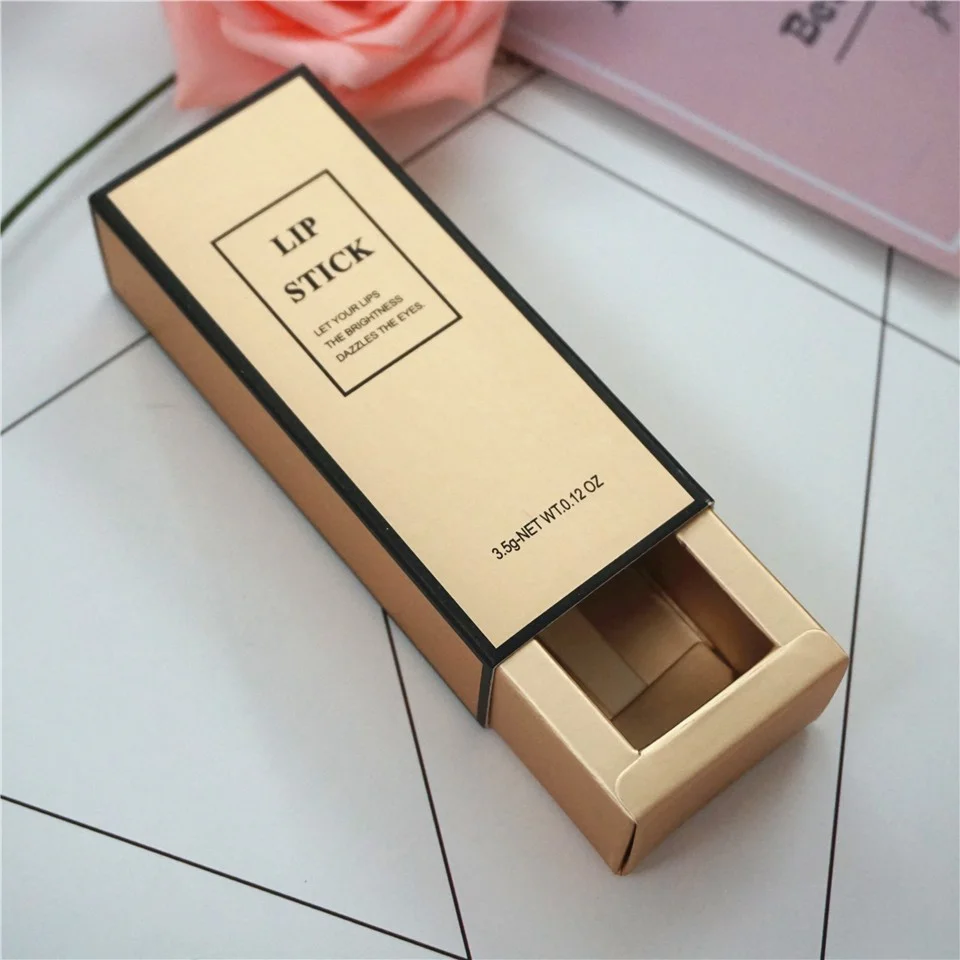 定制印花滑动金色唇膏纸盒包装唇彩盒包装 - buy lip gloss boxes pac
