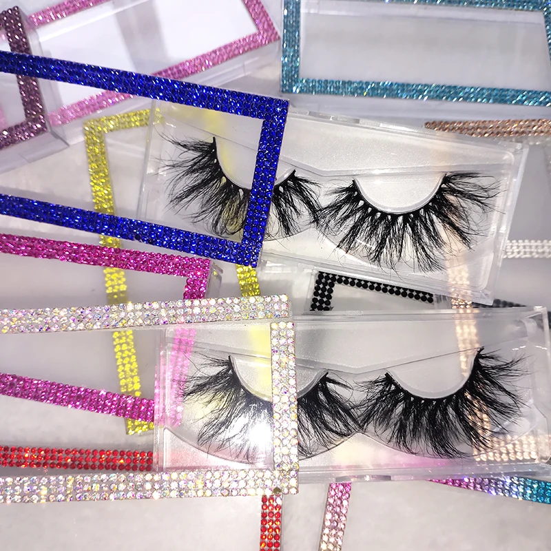 

free sample fluffy strip Natural mink lashes diamond plastic eyelash case