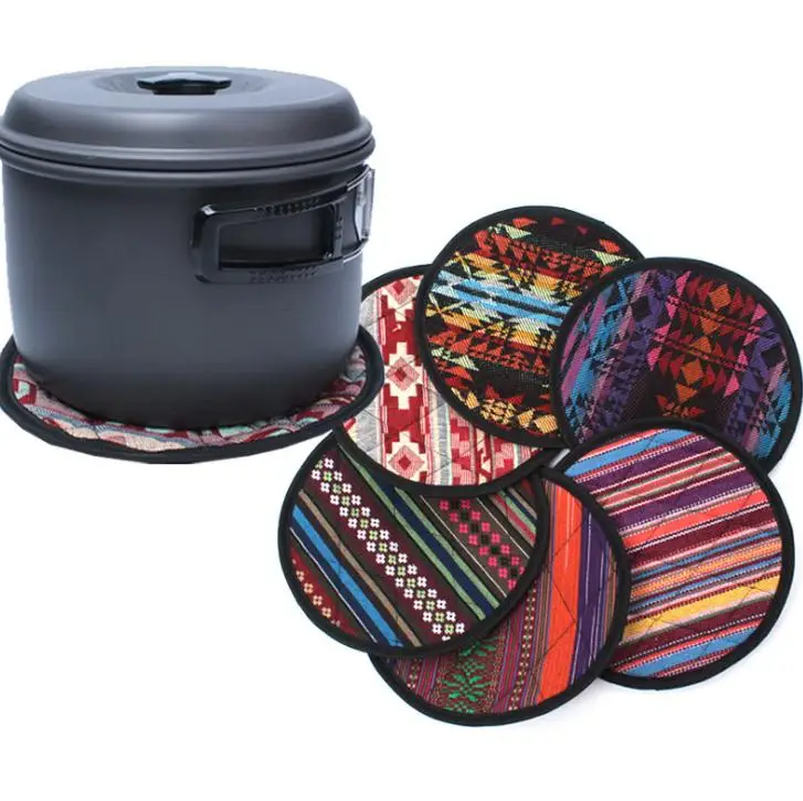 

Non-woven Embroidery Floral Pattern Ethnic Coaster Tribal Cup Teapot Mat Drink Holder Floral Tableware Placemat