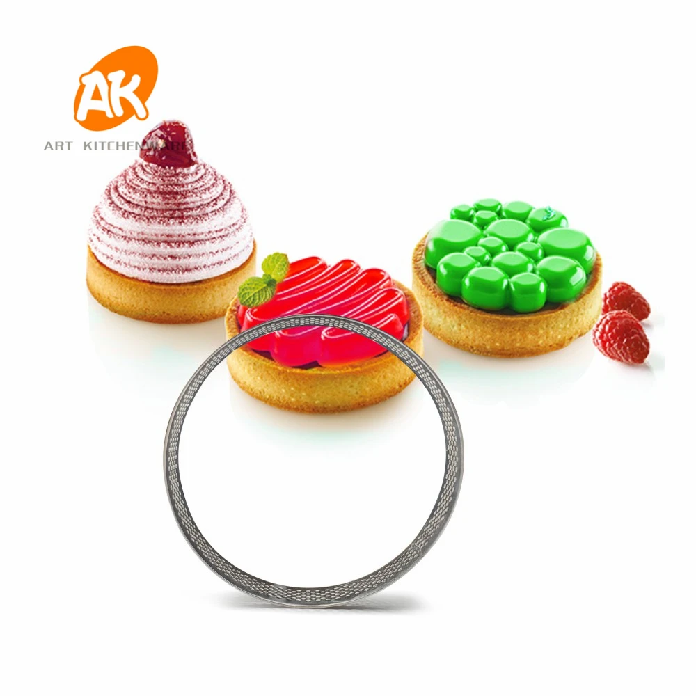 

8cm Metal Tart Ring Cookie Cutters Heat-Resistant Perforated Mousse Cake and Pastry Ring DIY Baking Tools for Bakery Bakeware