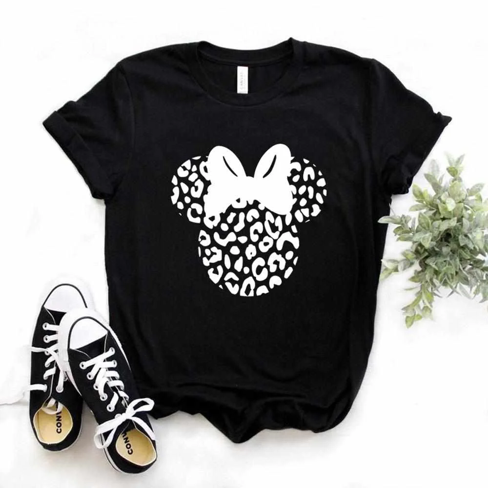 

Casual Funny t Shirt For Lady Top Tee Hipster 6 Color Drop Ship leopard mouse head Print Women Tshirts Cotton