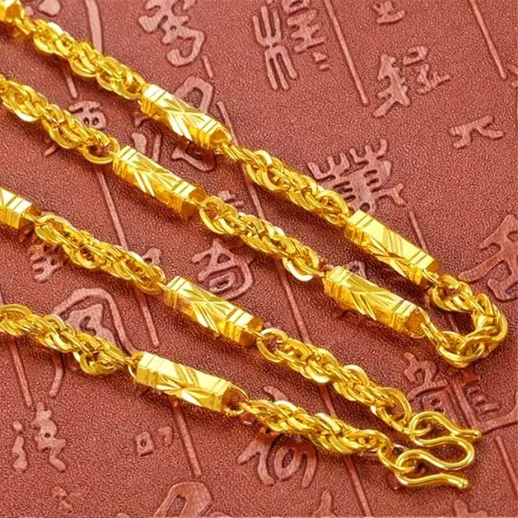 

Gold Plated Twisted Hexagonal Necklace Exquisite Gold Twisted Hexagonal Necklace Men And Women Jewelry