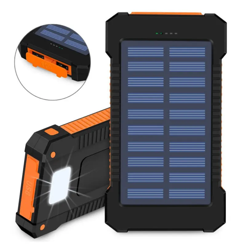 

2021 Gift customized solar mobile power bank camping universal three-proof mobile phone charger 10000 mA, 5colors