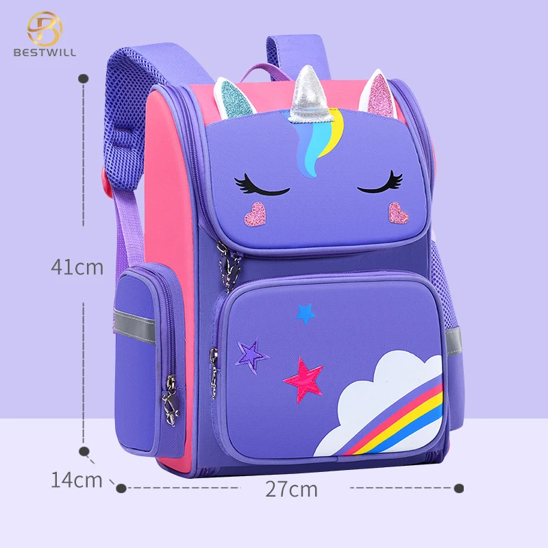 

BESTWILL Multi-choice Colorful Girls BookBag Kids Backpack Bag School, Pink 1/pink 2/ blue/purple/
