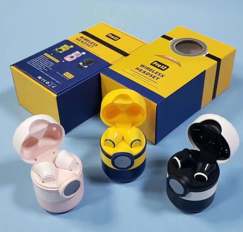 

2021 New Product Cute Cartoon Headphone small yellow man sports waterproof gaming wireless earbuds TWS pro12 Earphone