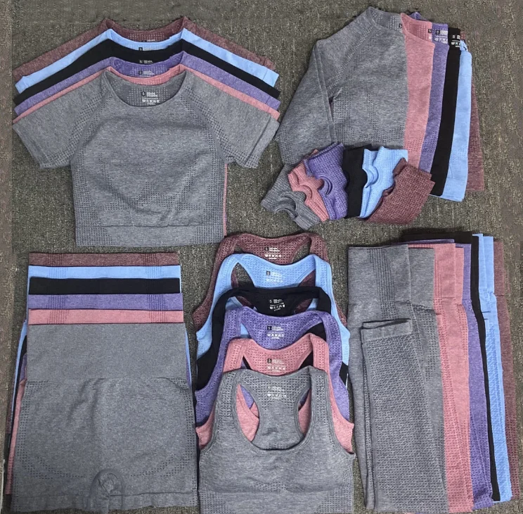 

Wholesale Fitness Yoga Wear 5PCS Seamless Workout Women Gym Sets, As picture