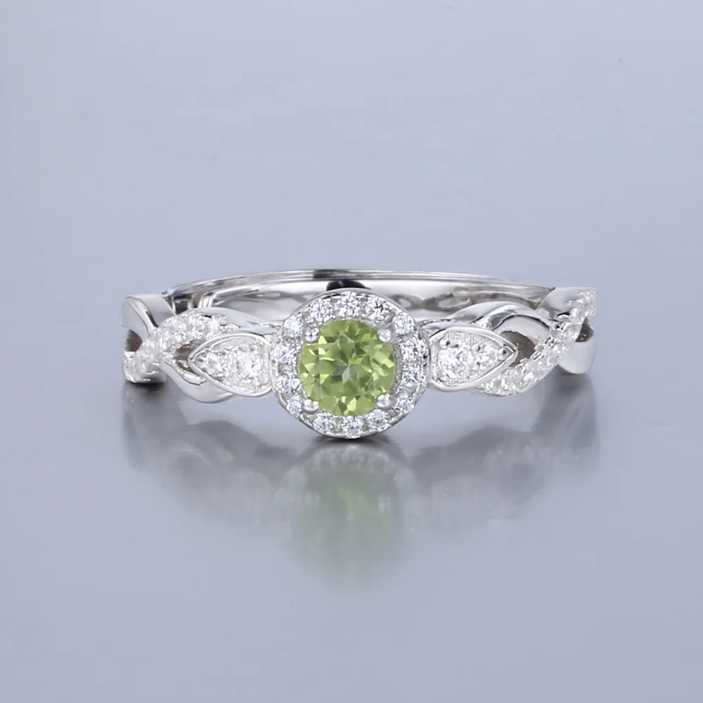 

Abiding Jewelry Wholesale Solid 925 Sterling Silver Rings Peridot Simple Style Main Stone Rings