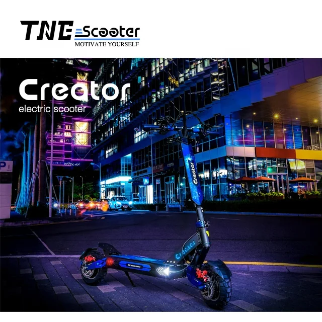 

2021 TNE Creator dual suspensions 60v 2400w 70kph high speed electric motorcycle scooter, Black blue