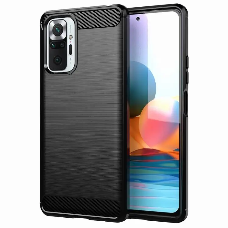 

For Xiaomi Redmi Note 10 Pro Max Back Cover Factory Soft TPU Matte Carbon Fiber Silicone Case Mobile Phone Accessories