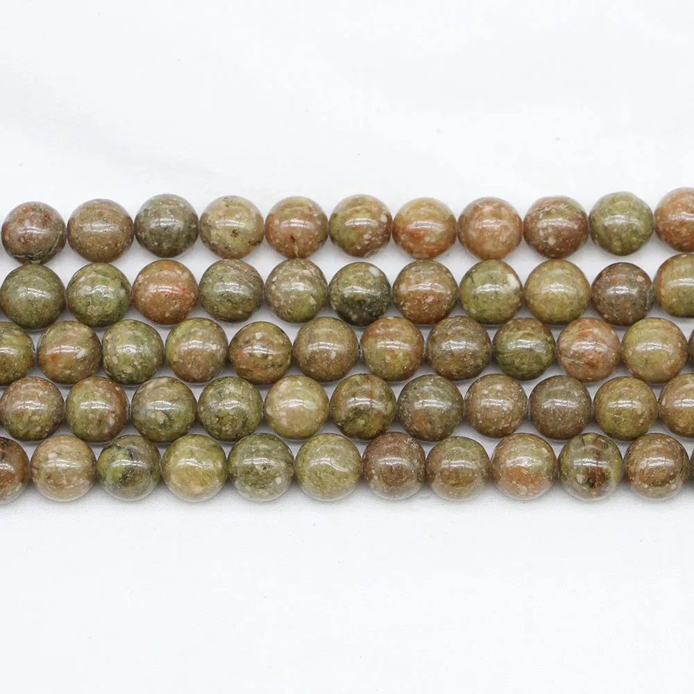 

1 strand/lot Natural Stone Flower Green Jaspers Bead Round Loose Spacer Beads For Jewelry Making Findings DIY Bracelet Earrings