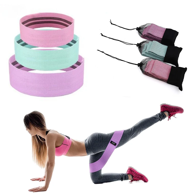 

EU Free Railway Shipping Hot Sell 3 Exercise Loop Elastic Fitness Hip Loop Booty Bands Workout Resistance Bands Set for Home Gym, Existing colors as picture showing