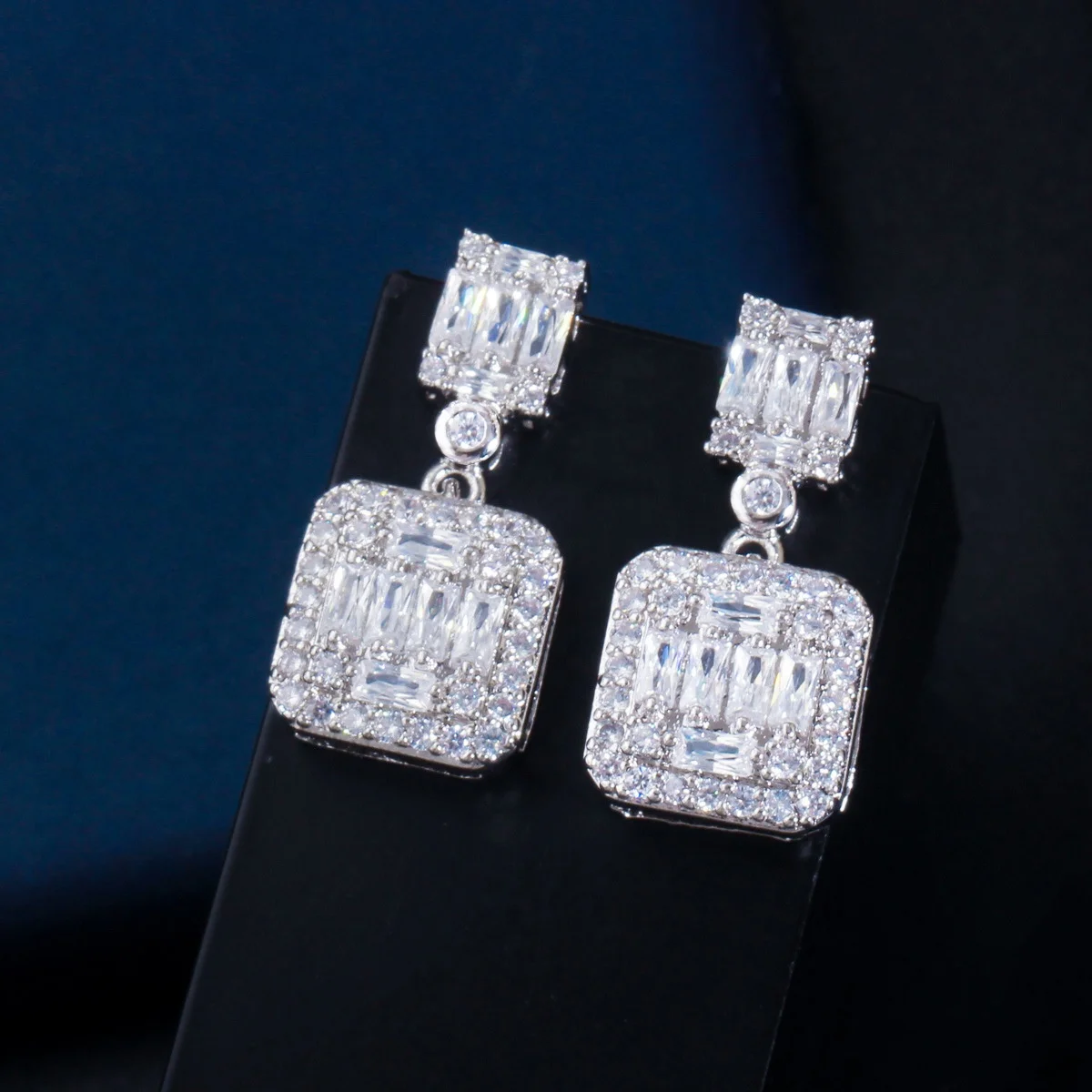 

New Arrival Fashion Lovely Square Drop Earrings Cubic Zircon Fashion Women Jewelry, Picture shows